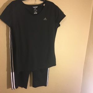 Adidas workout outfit. XL top and L capri pant